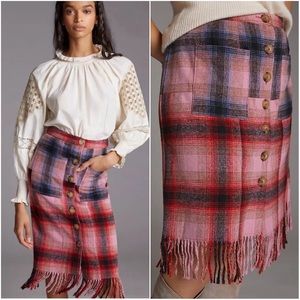 🆕 MAEVE Fringed Plaid Skirt